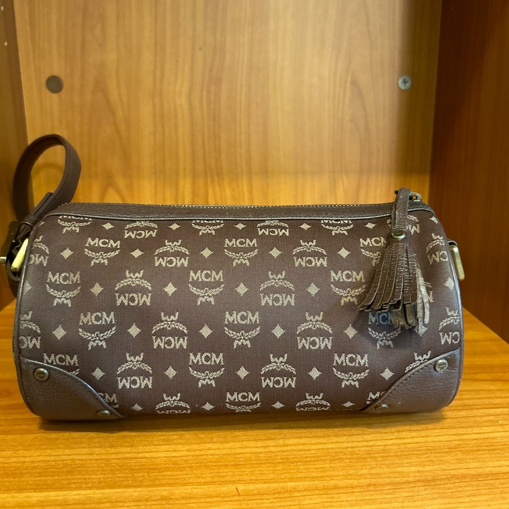 MCM 2way Cylinder/Papillon Crossbody/Shoulder Bag Brown - Picture 13 of 13